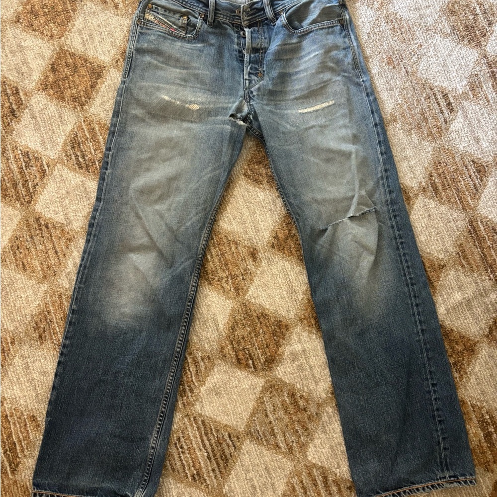 Diesel Men's Faded Blue Straight Jeans